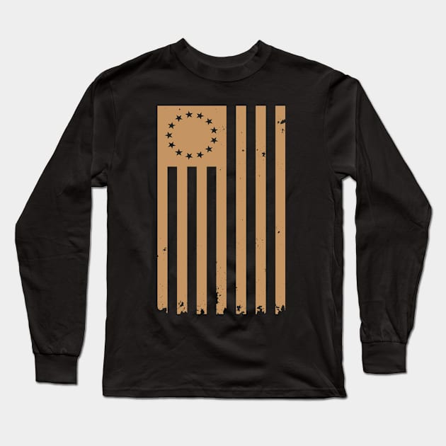 Faded Vertical Betsy Ross Flag Long Sleeve T-Shirt by DazzlingApparel